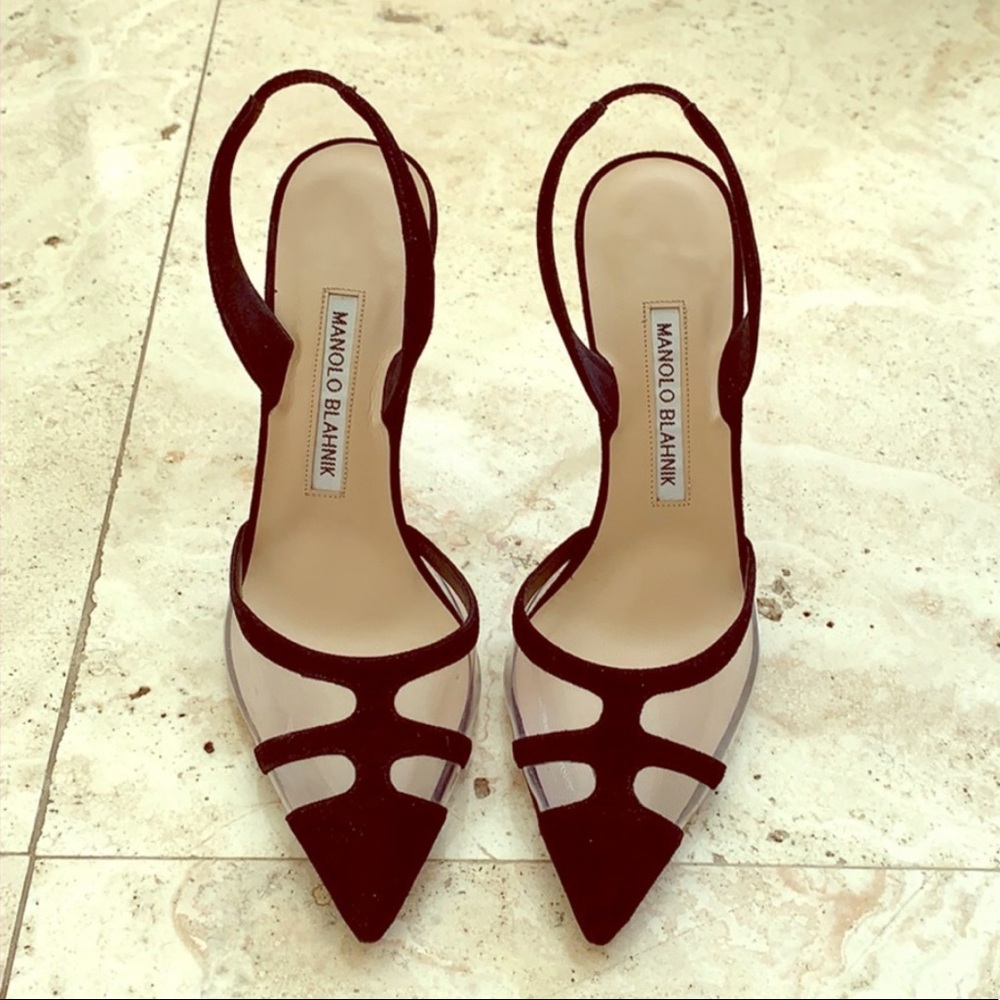 *SOLD* Manolo Blahnik Clear PVC Slingback Pumps